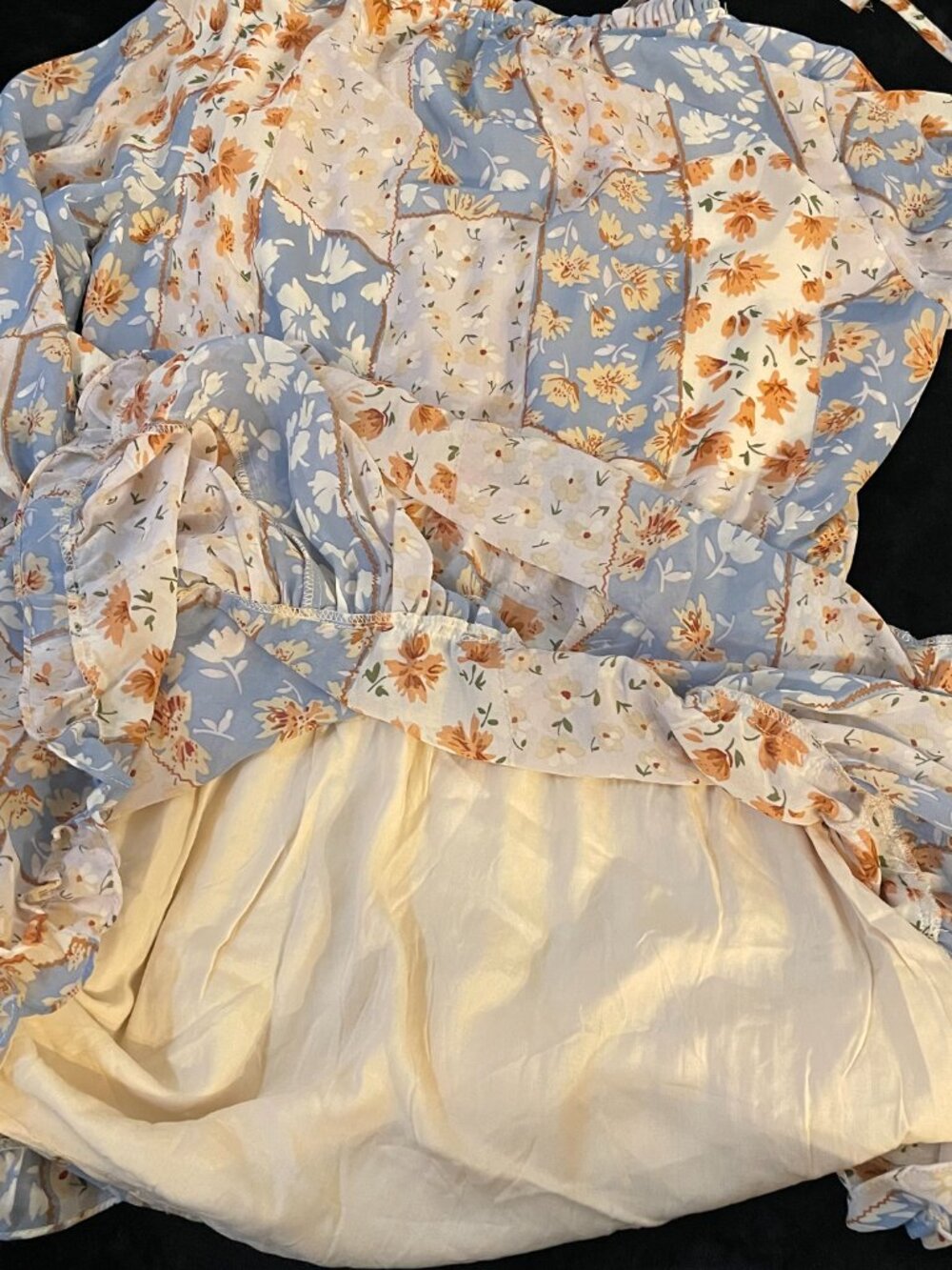 Boho Floral Cottagecore Mini Dress Romantic Ruffle Size S - Picture 9 of 10